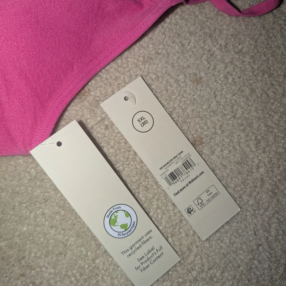 Nwt No Boundaries Seamless Bra Tank Pink Sz Xxl